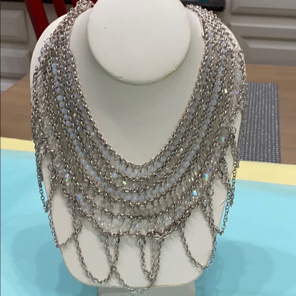 Light blue silver crystal necklace